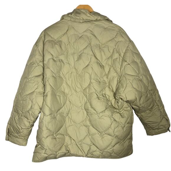 Sandro Gloriana Jacket Oversized Heart Quilted Down Puffer Putty Beige 36 - Picture 4 of 9